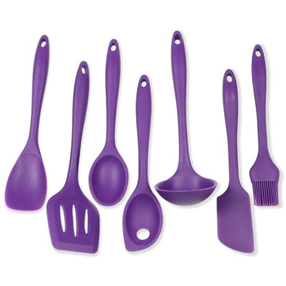 Chef Craft Premium Silicone Kitchen Tool and Utensil Set, 7 Piece, Purple - color: Purple, size: 7 Piece Set