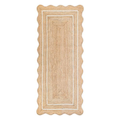 2'x6' Jute Scalloped Boho Jute Runner Rug, Off White - color: Off White, size: 2'x6' (Runner)