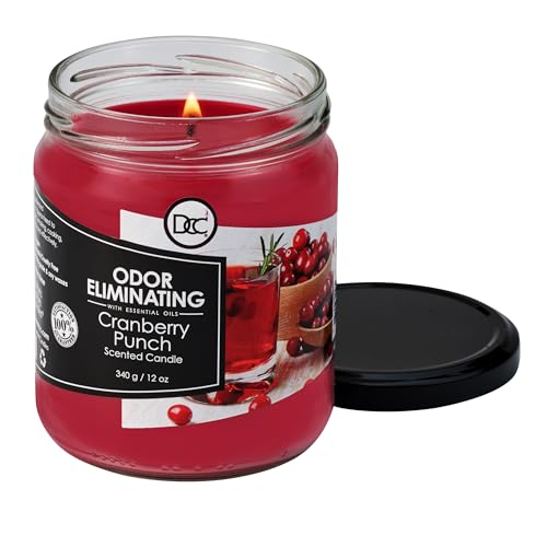 Cranberry Punch Odor Eliminating Highly Fragranced Candle - Eliminates 95% of Pet, Smoke, Food, and Other Smells Quickly - Up to 80 Hour Burn time - 12 Ounce Premium Soy Blend - color: Red