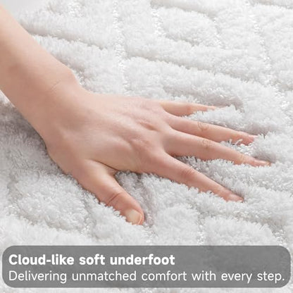 Bsmathom 3 Piece Bathroom Rug Sets, Non Slip Microfiber Bath Mat, White | Plush Water Absorbent Bath Rug Sets with U-Shaped Contour Toilet Mat, Machine Washable Carpet for Bathroom Sink, Shower - color: White