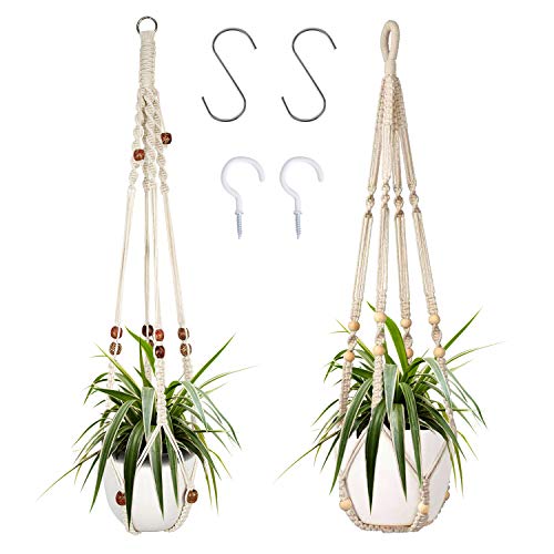 Macrame Plant Hanger, 2 Packs Plant Hangers, Hanging Planter for Indoor Plants Decorative Macrame Pot Hanger for Home Decor - color: White, size: 35 Inches