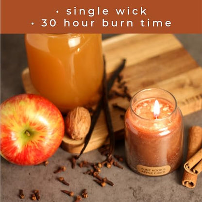 A Cheerful Giver - Aunt Kook's Apple Cider Baby Scented Glass Jar Candle (6oz) with Lid & True to Life Fragrance Made in USA - size: 6 oz