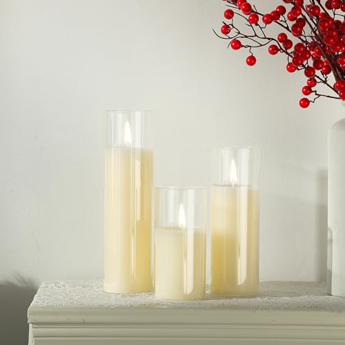 36 Pcs Pillar Candles and Glass Cylinder Vases Tall Cylinder Holders for Pillar Candles Wedding Centerpieces, Total 18 Sets (Clear,Ivory White) - color: Clear,ivory White