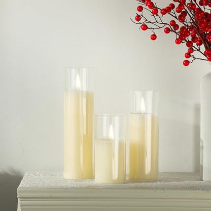 36 Pcs Pillar Candles and Glass Cylinder Vases Tall Cylinder Holders for Pillar Candles Wedding Centerpieces, Total 18 Sets (Clear,Ivory White) - color: Clear,ivory White