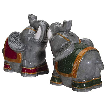 Pacific Giftware Raja Elephants Ceramic Salt and Pepper Shakers Set