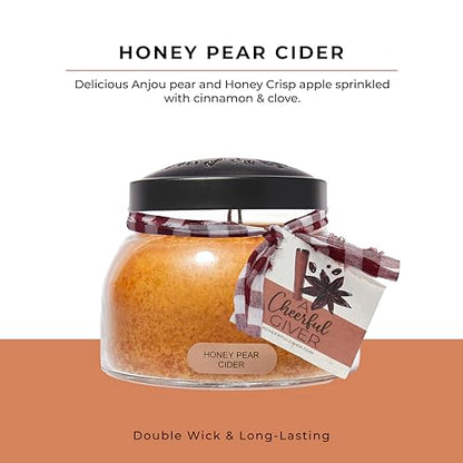 A Cheerful Giver - Honey Pear Cider Mama Scented Glass Jar Candle (22oz) with Lid & True to Life Fragrance Made in USA - size: 22 oz