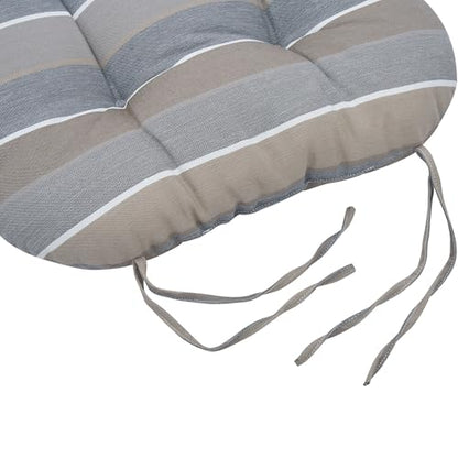 Magpie Fabrics Outdoor Tufted Seat Cushion 19"x19" Set of 2 (Grey Striped) | Waterproof Patio Chair Pads with ties Tatami Floor Pillow for Room Garden Balcony Office - color: Grey Striped