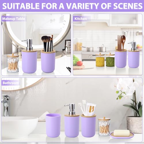 Bathroom Accessories Set 5Piece Light Purple Bathroom Sets, Toothbrush Holder, Toothbrush Cup, Lotion Soap Dispenser, Soap Dish and Qtip Holder Bathroom Decor - style: Light Purple