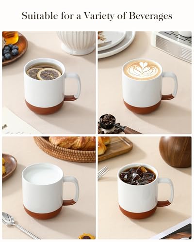MALACASA Ceramic Coffee Mugs Set of 4, 16oz Coffee Cups, Modern Farmhouse Mugs for Coffee, Latte, Tea, Hot Chocolate, Cappuccino, Milk, Microwave & Dishwasher Safe, Khaki White, Series TARA - color: Khaki White, size: 16 Oz