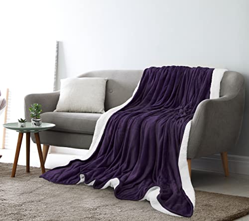 Utopia Bedding Reversible Plush Sherpa Blanket Twin Size Plum, 90x66 Inch | Soft, Warm, Fleece, Bed, Sofa, Couch, Camping, Travel, Cozy, All Season - color: Plum, size: Twin (90x66 Inch)