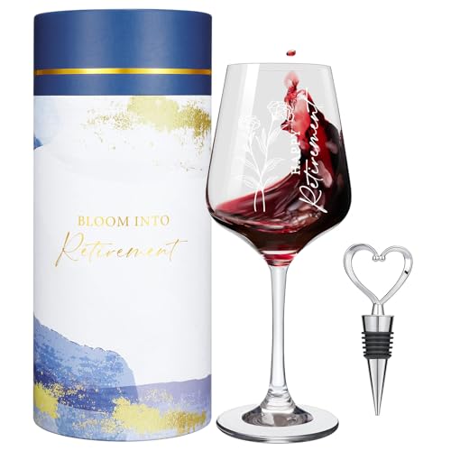 AW BRIDAL Happy Retirement Wine Glass Gifts for Women or Men 2026, Cool Retired Gift for Wine Lover Woman, Family, Friend, Coworker, Nurse and Teacher, Leaving and Farewell Party Decorations Ideas - style: Happy Retirement