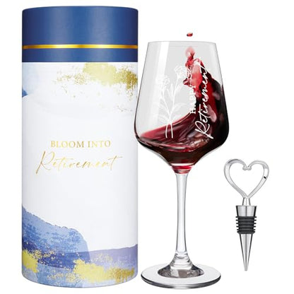 AW BRIDAL Happy Retirement Wine Glass Gifts for Women or Men 2026, Cool Retired Gift for Wine Lover Woman, Family, Friend, Coworker, Nurse and Teacher, Leaving and Farewell Party Decorations Ideas - style: Happy Retirement