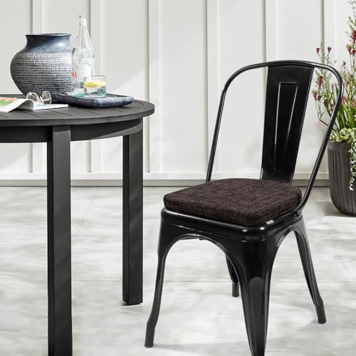 SINOSSO Memory Foam 14" Metal Chair Cushions 4 Pcs, Modern Interwoven Style Magnetic Chair Pads for Dining Kitchen Cafe Bistro Stackable Chair (U-Shape, Dark Brown, 4) - color: Dark Brown