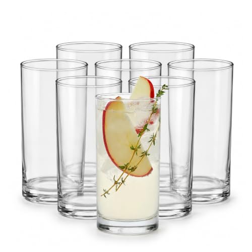Heavy Base Drinking Glasses Set of 8, Weighted Clear Water Cups | 15.5 oz Capacity for Water, Juice, Soda, Cocktails, and More with Weighted Base and Dishwasher-Safe Cleanup - color: Heavy Base