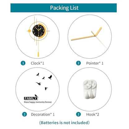 Large Modern Wall Clocks for Living Room Gold Silent Analog Clock | Battery Operated for Living Room,Bedroom,Kitchen,Office or Entryway Geometric Iron Design Wall Decor for Home 15.7*27.5 inch - style: Antique