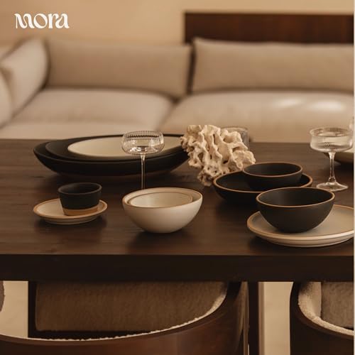 MORA Jumbo and Large Serving Dishes Set of 2, 13 inch and 12 inch Ceramic Pottery Oval Platters - Microwave, Oven and Dishwasher Safe - Oat - color: Oat, size: Jumbo & Large