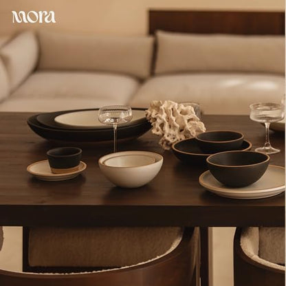 MORA Jumbo and Large Serving Dishes Set of 2, 13 inch and 12 inch Ceramic Pottery Oval Platters - Microwave, Oven and Dishwasher Safe - Oat - color: Oat, size: Jumbo & Large