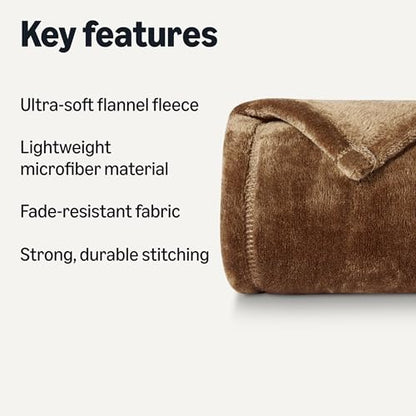 Amazon Basics Soft Fleece Throw Blanket, Very Cozy Blanket for Couch & Sofa, Warm, 50 x 60 Inches, Brown - color: Brown, size: 50 x 60 inches