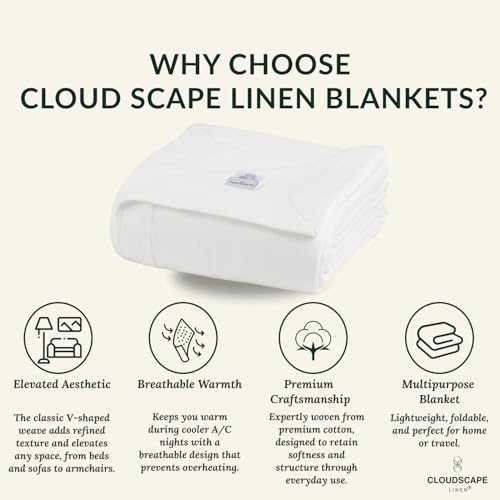 CSL Cotton Blanket King Size,Soft Herringbone Summer Blankets,108x92, White | King Size Cotton Blankets, Fits up to Cal King Bed, Soft & Breathable for All Season, Gift Ready with Reusable Tote Bag - color: 01: White, size: King / Calking (92" x 108")