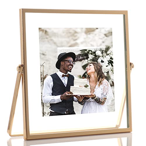 Lawrence Frames Metal Easel Float Picture Frame, 4x4, Gold - color: Gold, size: 4x4