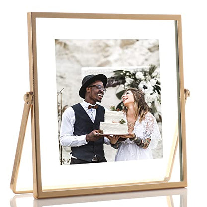 Lawrence Frames Metal Easel Float Picture Frame, 4x4, Gold - color: Gold, size: 4x4