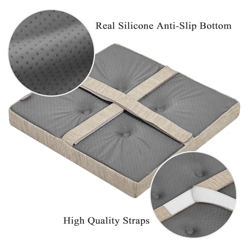 baibu 14 Inch Memory Foam Square Seat Cushion Set of 2, Dual-Layer Design Bar Stool Square Seat Cushion with Ties- 2 Pads Only, Beige (14" (35CM)) - color: Beige, size: 14x14x1.5 Inch (Pack of 2)