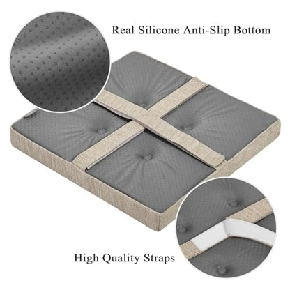 baibu 14 Inch Memory Foam Square Seat Cushion Set of 2, Dual-Layer Design Bar Stool Square Seat Cushion with Ties- 2 Pads Only, Beige (14" (35CM)) - color: Beige, size: 14x14x1.5 Inch (Pack of 2)