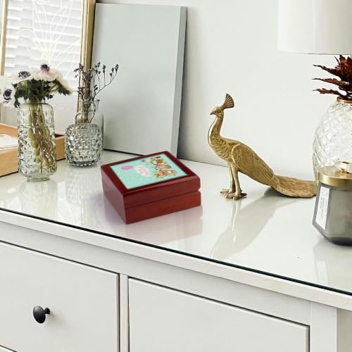 3dRose Cute Baby Wild Animals Typography On Blue Polkadots -You Are Loved Jewelry Box 7 x 7 inch with 4 inch tile