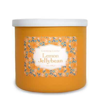 Colonial Candle Lemon Jelly Bean Scented Jar Candle, Easter Collection, 3 Wick, 14 oz - Up to 60 Hours Burn, Easter Candle, Made in the USA - color: Lemon Jelly Bean