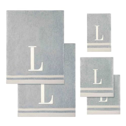 Avanti Linens - Towel Set, Soft & Absorbent Cotton, Embroidered Bathroom Decor, Set of 5 (Monogram Collection, Initial L) - style: L
