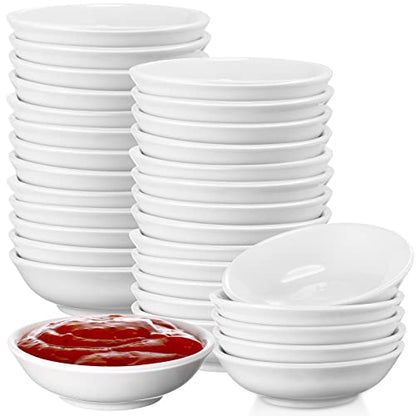 50 Pcs Soy Sauce Dish 1.2 oz White Dipping Bowls Bulk, Ceramic | 1.2 oz Dishes for Sushi Ketchup Vinegar, Asian Condiment Set for BBQ Dip, Restaurant Bulk Appetizer Party Serving Bowls - style: Ceramic