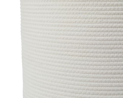 16"x20" Extra Large Cotton Rope Basket with Zipper Lid, Woven Laundry Hamper and Blanket Storage Basket, Round Clothes Bin for Living Room Bedroom, White - color: All White