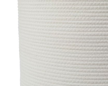 16"x20" Extra Large Cotton Rope Basket with Zipper Lid, Woven Laundry Hamper and Blanket Storage Basket, Round Clothes Bin for Living Room Bedroom, White - color: All White