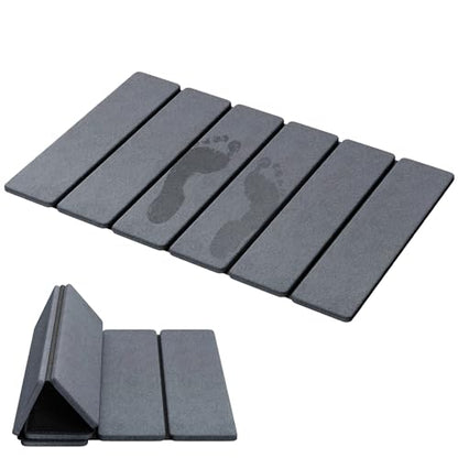 Luxspire Stone Bath Mat, Diatomaceous Earth Bath Mat 24x16 in, Dark Gray | Quick & fast drying diatomaceous earth, Non-slip rubber base, Easy-clean surface for bathroom floor & outside shower - color: A-dark Gray