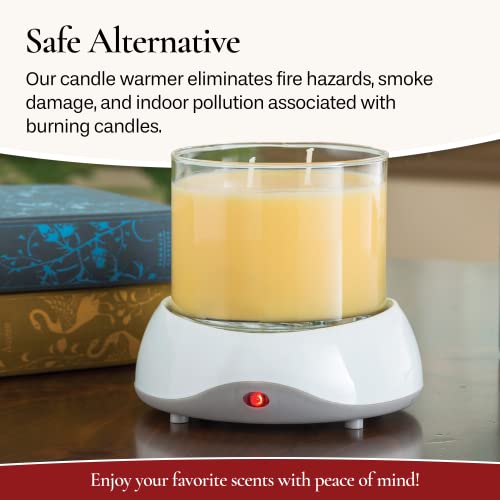 CANDLE WARMERS ETC. Auto Shutoff Candle Warmer Plate (White, Plug-in) – Modern Candle Wax Warmer with 8-Hour Timer - size: 04