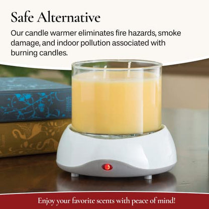 CANDLE WARMERS ETC. Auto Shutoff Candle Warmer Plate (White, Plug-in) – Modern Candle Wax Warmer with 8-Hour Timer - size: 04
