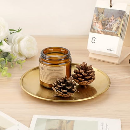 Small Key Bowl for Entryway Table Decor Gold Candle Plate Key Tray Decorative Metal Jewelry Dish Holder for Vanity Kitchen Counter Coffee Table
