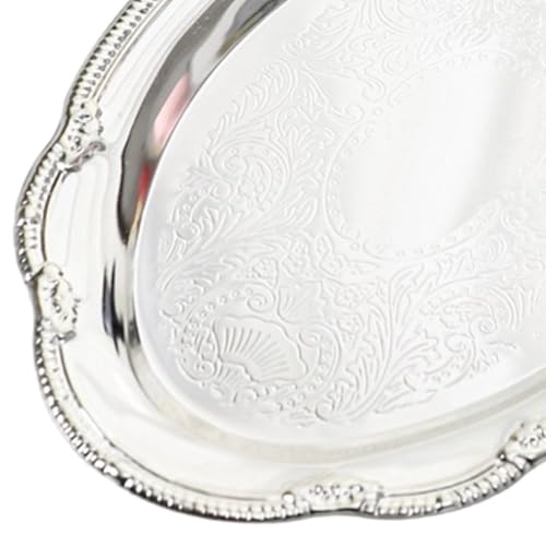 Metal Serving Tray Vintage Tea Coffee Serving Tray Multi-Purpose Jewelry Display Tray Platter Dessert Platter for Cakes, Candies, Nuts