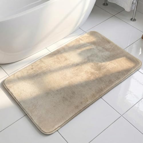 Muddy Mat® Memory Foam Bath Mat – Velvet Soft Non Slip Bathroom Rugs, Thick Absorbent Bath Rugs, Washable Bath Mat for Bathroom Floor and Shower, Beige 20" x 30" - color: Beige, size: 1'8" x 2'6" (Rectangular)