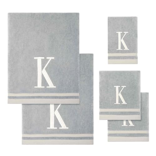 Avanti Linens - Cotton Towel Set, 5 Pack, Embroidered, Monogram K - style: K