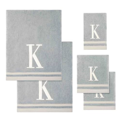 Avanti Linens - Cotton Towel Set, 5 Pack, Embroidered, Monogram K - style: K