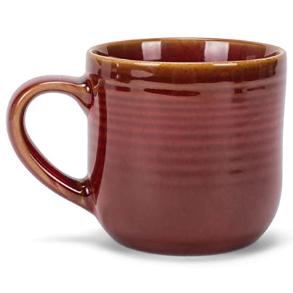 Elanze Designs Glossy Reactive Glaze Large 17 Fluid Ounce Everyday Kitchen Food Grade Ceramic Stoneware Coffee Mug Cup with Comfort Curved Handles, Set of 4, Burnt Auburn Red - color: Burnt Auburn Red