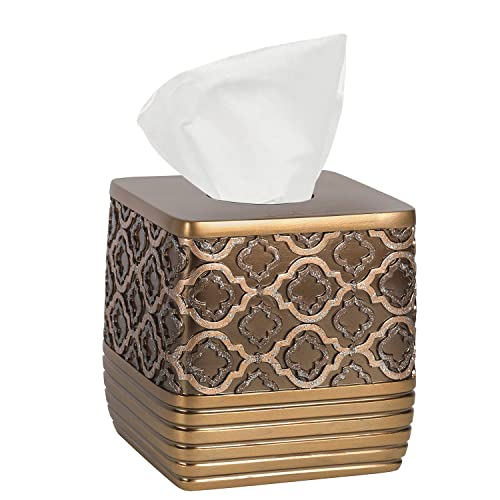 Resin Tissue Box Cover for Modern Home Decor - Minimalist Square Tissue Box Holder for Guest Room, Bedroom, Bathroom, Tabletop & Office - Durable and Aesthetic Tissue Holder, Spindle - color: Spindle
