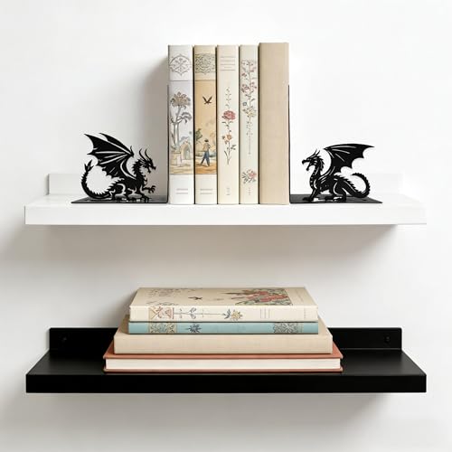Matte Black Iron Gothic Decorative Bookends - color: Dragon