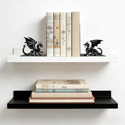 Matte Black Iron Gothic Decorative Bookends - color: Dragon
