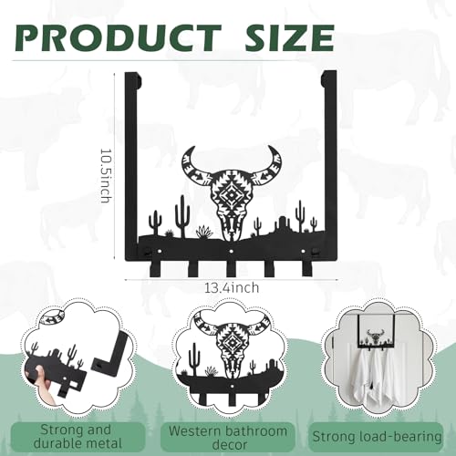 Reallnaive Western Bull Over The Door Hooks Bathroom Decor Wall Hanger Wall Mount Rack Holder for Towel, Hat, Coat, Cloth, Keychain, Bag, Christmas Party Gift - style: Cow
