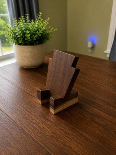 Modern Wooden Desk Decor, Abstract Geometric Tabletop Sculpture, Dark Brown Minimalist Decorative Accent for Home Office Living Room Bedroom, Handcrafted Wood Art Piece