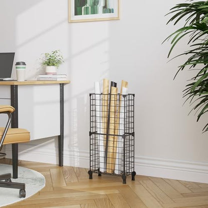 AWTATOS Umbrella Holder Entryway, Umbrella Stand Freestanding, Black | Metal Square Umbrella Rack Organizer with a Removable Drip Tray, Hooks - color: Black