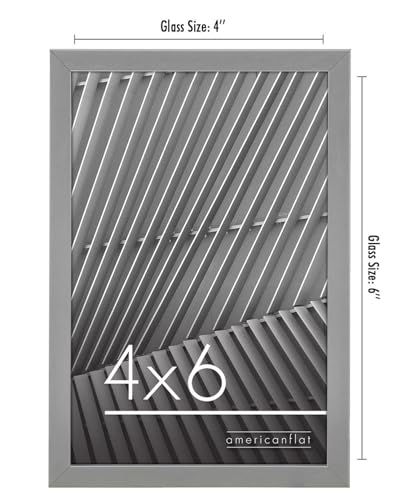 Americanflat 4x6 Picture Frame with Shatter-Resistant Glass - Streamline Collection - Thin Border Photo Frame for Tabletop and Wall Display - Hanging Hardware and Easel Stand Included - Silver | Shatter-resistant glass, wall or tabletop display with inclu