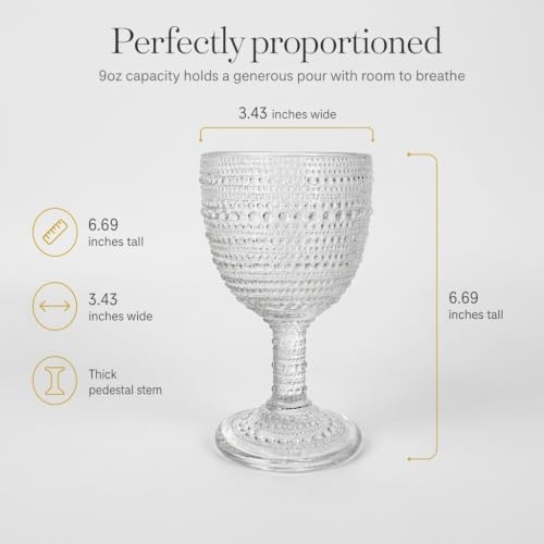 Godinger Wine Glasses Goblets, Beverage Stemmed Glass Cups - Lumina, 9oz, Set of 4